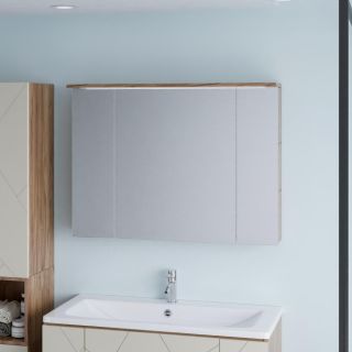 Зеркальный шкаф с подсветкой Бриклаер Кристалл 4627125417214 95 см дуб крафт табачный